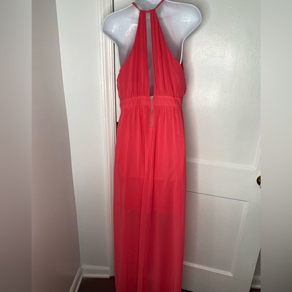 Express NWT Vibrant Coral Pink/red Dress - Picture 5 of 8